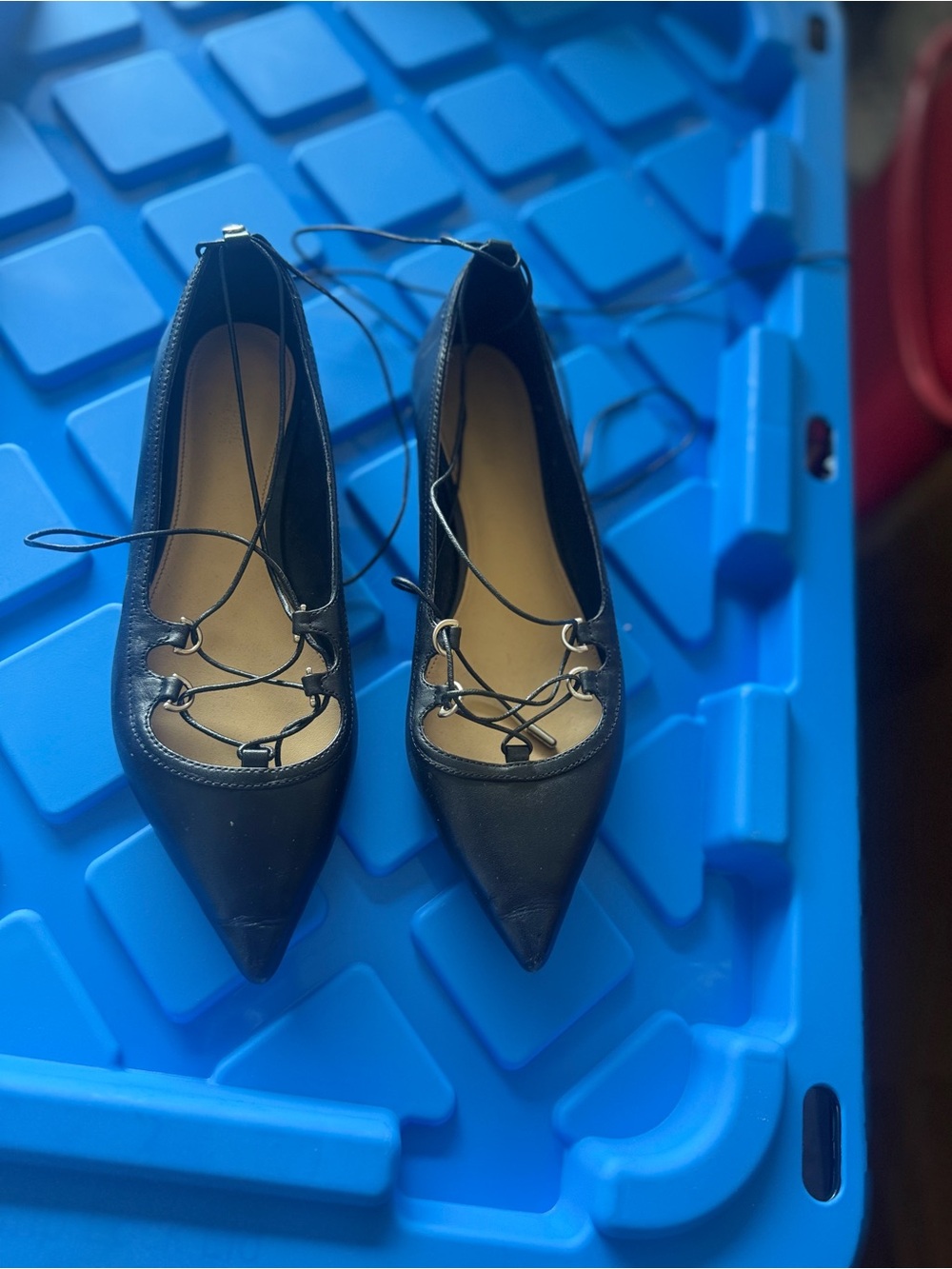 Michael Kors Black Pointed Lace-Up Flats